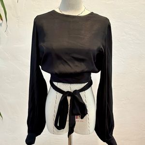 Boden Long Sleeve Tie Crop Top